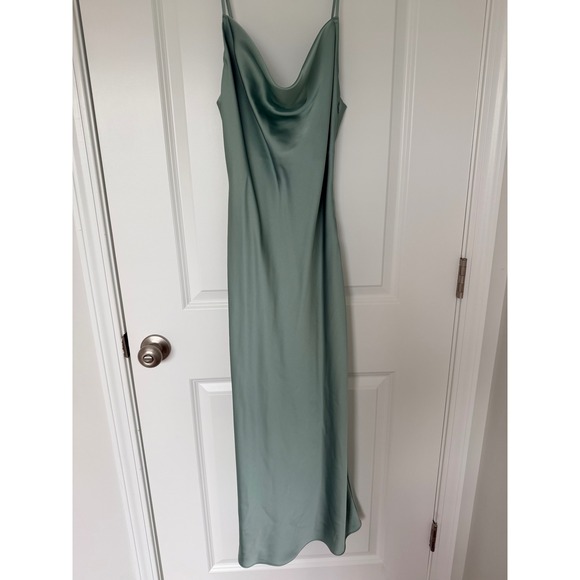 Birdy Grey Dresses & Skirts - Birdy Grey Lisa Matte Satin Midi Dress Sage Green Cowl Neck XS